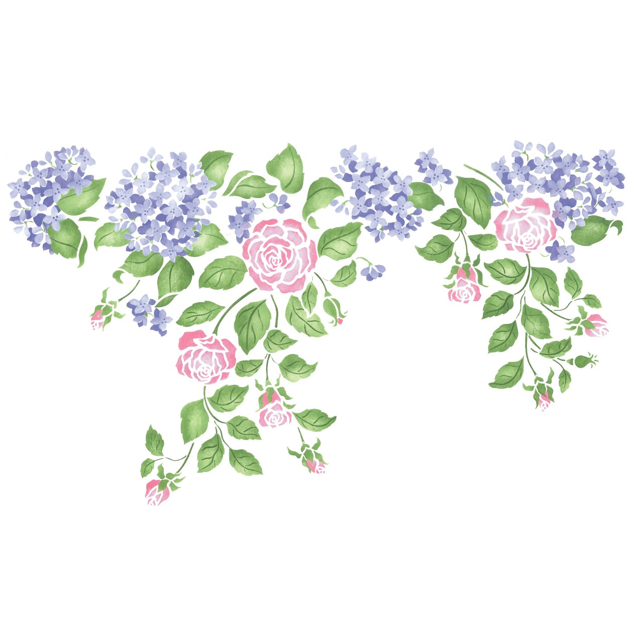 Hydrangea and Rose Wall Stencil | 3120 by Designer Stencils | Floral Stencils | Reusable Art Craft Stencils for Painting on Walls, Canvas, Wood | Reusable Plastic Paint Stencil for Home Makeover | Easy to Use & Clean Art Stencil
